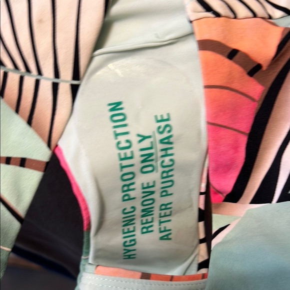 CALIA by Carrie Underwood Green and Pink Geometric Bikini - Picture 7 of 8